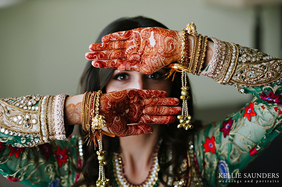 unique indian bridal portrait, henna bridal portrait, indian wedding hands